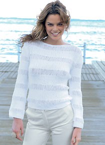 tricot expliqu� :<br>pull blanc points fantaisie